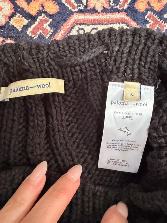 PALOMA WOOL Rare Black Drawstring Cotton Knit Pants Size Small - Picture 3 of 8